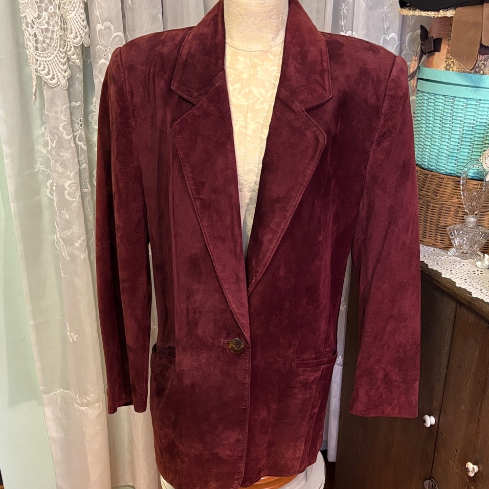 Vintage 80’s Evan Davies Plum Suede Blazer Sz 12